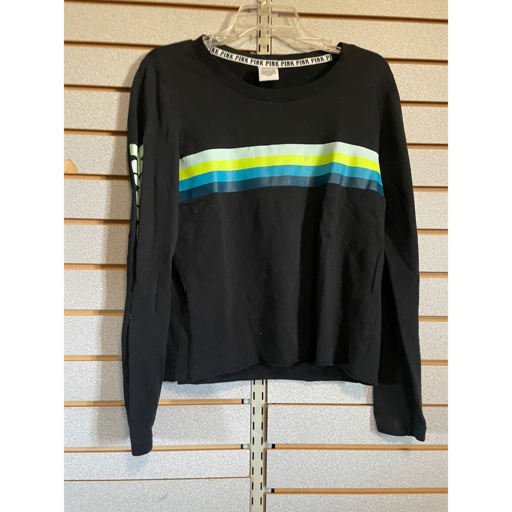 PINK Victoria's Secret Black Long Sleeve Crew‎ Neck Pullover Top M